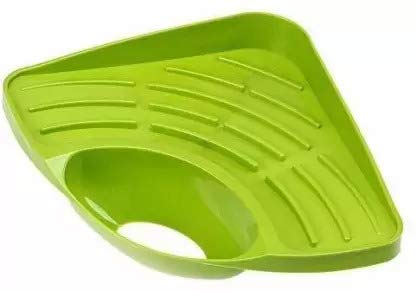 Multipurpose Lightweight Plastic Kitchen Corner Shelf With Tray Holder Kitchen Basin Organizer Tool For Dish Wash (Large, Multic