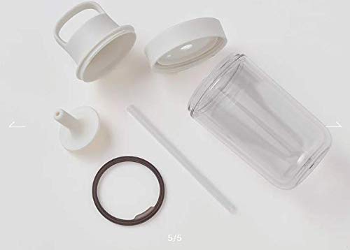 Kinto 20071 Togo Bottle, 16.9 Fl Oz (480 Ml), White, Includes Straw, Lightweight, Water Bottle, Dishwasher Safe, Double Wall Con