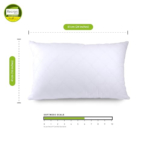Recron Certified Polyester Dream Quilted Pillow 41Cm X 61Cm (16X24 Inches), White