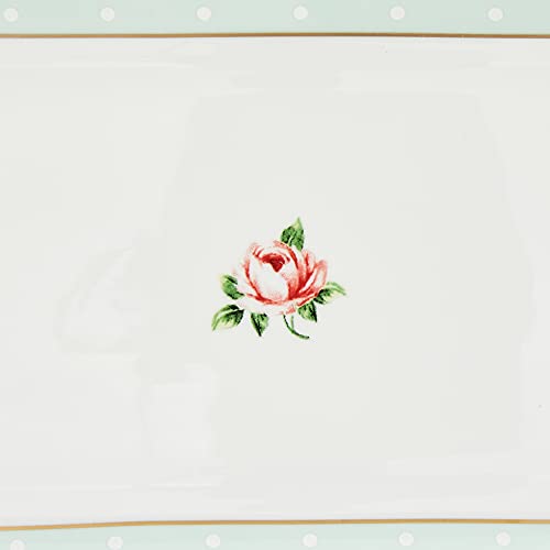 Royal Albert Bone China Polka Rose Sandwich Tray, 11.5'', Green