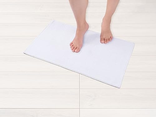 American Soft Linen Bath Rug, 17 In 24 In 100% Cotton Bath Mats Rugs For Bathroom, Non Slip Washable Shaggy Form Area Rugs, Whit