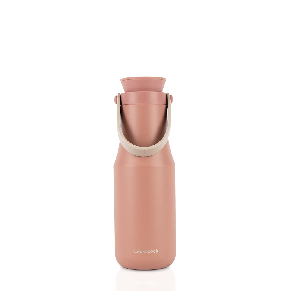 LocknLock Metro Tumbler Stainless Steel Vacuum Insulated Double Cap Travel Mug  Water Coffee Cup w/Hand Strap for Home, Office,