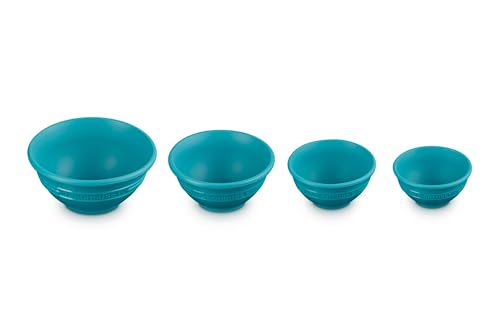 Le Creuset Fa205-17 T Silicone Prep Bowls, 1/4C, 1/3C, 1/2C & 1 Cup, Caribbean
