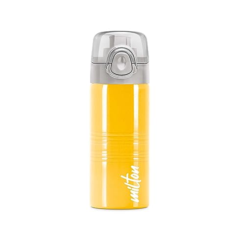 Milton Vogue 500 Stainless Steel Water Bottle With One Touch Safety Lock, 490 Ml Water Bottles, Single Walled, LeakProof, Rust