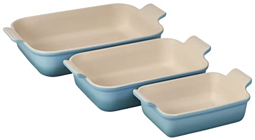 Le Creuset Stoneware Heritage Set 3 Rectangular Dishes, Caribbean