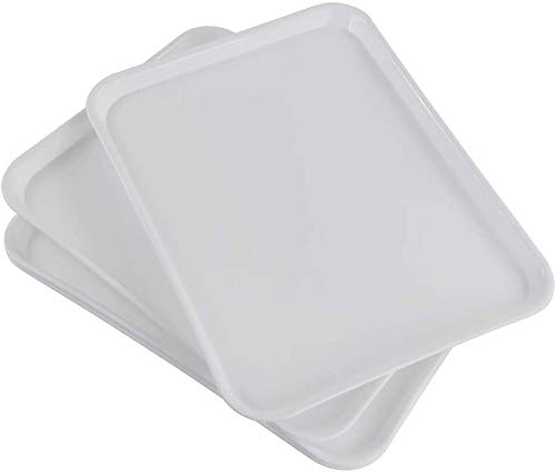 Inhouse White Plastic Serving Tray-Rectangular, 17.2''X13.5''X0.9'' (4 Packs)
