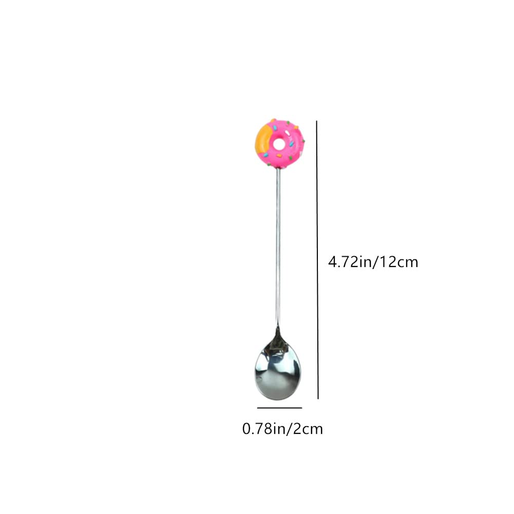 Stainless Steel Stirring Spoons, Cute Doughnut Coffee Spoon For Ice Cream Tea Sugar, Mini Donut Dessert Stirrers Mixing Teaspoon