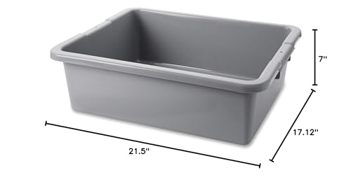 Rubbermaid Commercial Products Standard Bus/Utility Box, 7-Gallon, Gray, Heavy Duty Plastic Restaurant Wash Basin/Dish Washing T