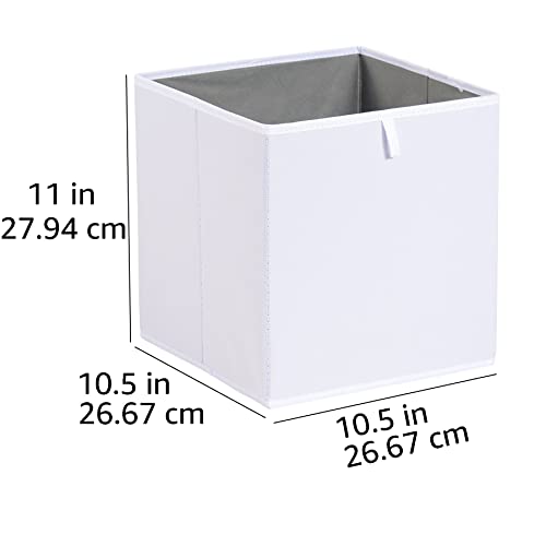 Amazon Basics Cube Organizer Bins, Collapsible Storage Baskets For Shelves, White, Pack Of 6, 10.5X10.5X11''