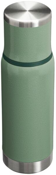 STANLEY Adventure-To-Go Vacuum Bottle, 16 oz, Stainless Steel, Hammertone Green, Leakproof Cup Lid, Insulated Thermos