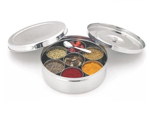 SHREESHANAIK Stainless Steel Masala Box,Stainless Steel Masala Dabba, Stainless Steel Spice Container, Indian Kitchen Spice Box