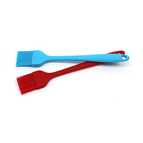 Kitchenfest 2 Pcs Full Silicone Cooking Brush | Oiling Brush | Barbecue Brush | Basting Brush | Baking Brush | 21 Cm (Random Col