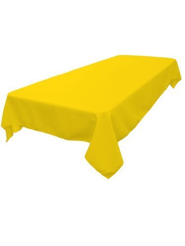LA Linen Polyester Poplin Rectangular Tablecloth  60 by 102-Inch  Light Yellow