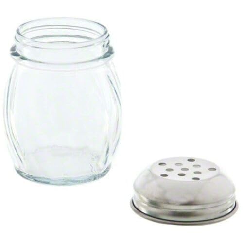 Great Credentials Grated Cheese & Red Pepper Swirl Shaker, Perforated Top, Clear, Stainless Steel, Model GC-6OZSW-PER