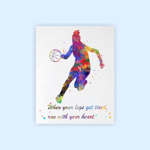 Dignovel Studios 13X19 Unframed Basketball Girl When Your Legs Get Tired Motivational Watercolor Art Print Poster Housewarming W