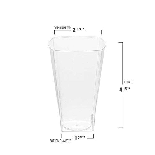 Kaya Clear Square Plastic Cups - 8 Oz. (Pack Of 14) - Versatile & Elegant Design, Perfect For Parties, Gatherings & Everyday Use