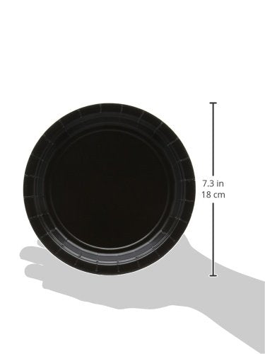 Amscan Disposable Jet Black Paper Plates Party Supplies, 7'', 8Ct