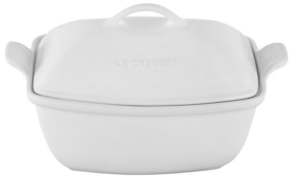 Le Creuset Heritage Stoneware Deep Baker with Lid, 4.5 qt., White
