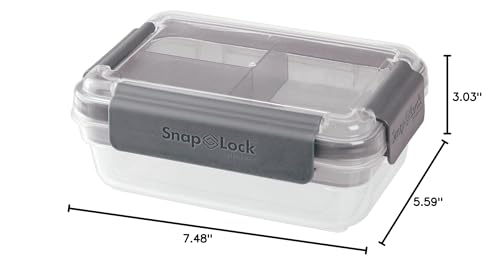 Snaplock By Progressive Bento-To-Go Container - Gray, Easy-To-Open, Leak-Proof Silicone Seal, Snap-Off Lid, Stackable, Bpa Free