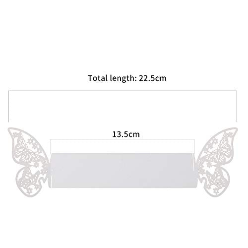 Baimeixun 100Pcs 3D Butterfly Paper Napkin Rings For Weddings Party Serviette Table Decoration (White)