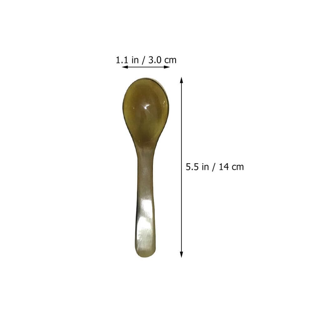 Uonlytech 5Pcs Buffalo Horn Caviar Spoons, Small Dessert Spoons Ox Horn Coffee Spoons Dinner Serving Spoon For Kitchen Flatware
