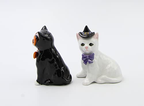 Cosmos Gifts 21032 Black And White Halloween Cat Salt And Pepper Shaker