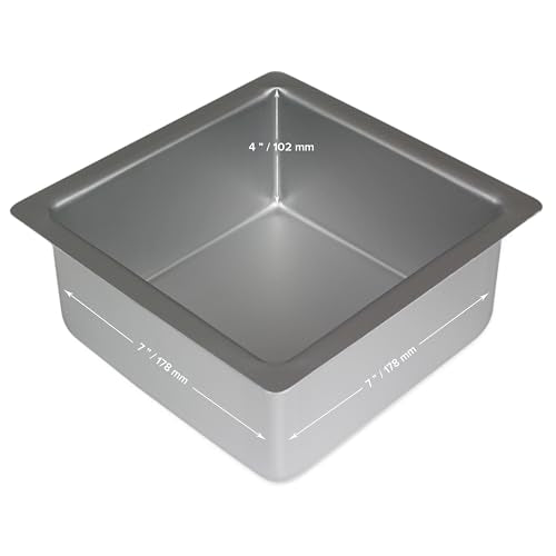 Pme Professional Aluminum Square Cake Pan (7 X 7 X 4), Silver, Standard