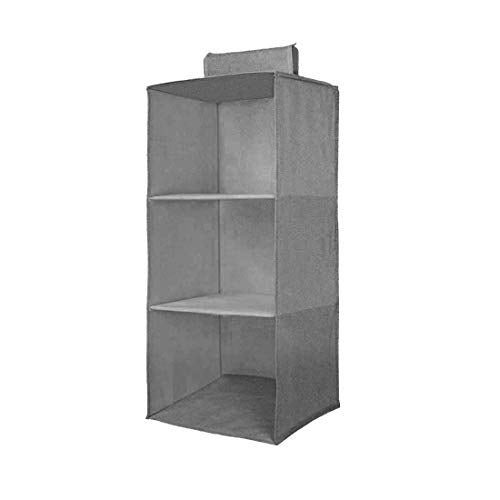 Prettykrafts Hanging 3 Shelves Wardrobe Organiser - Grey
