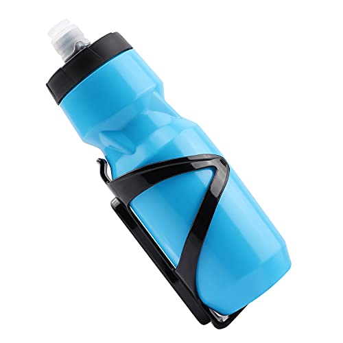EYANTRICK 24oz Bike Water Bottle  Sporty Squeeze Water Bottle BPA-free with Durable Ultra-lightweight Plastic Universal Water Bottle Holder  for Outdoor Riding(Blue)