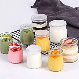 Home Stuffs Glass Jars For Yogurt, Set Of 12 Clear Pudding Jar With Lid  Glass Jars For Yogurt, Milk, Parfait, Spices And More 