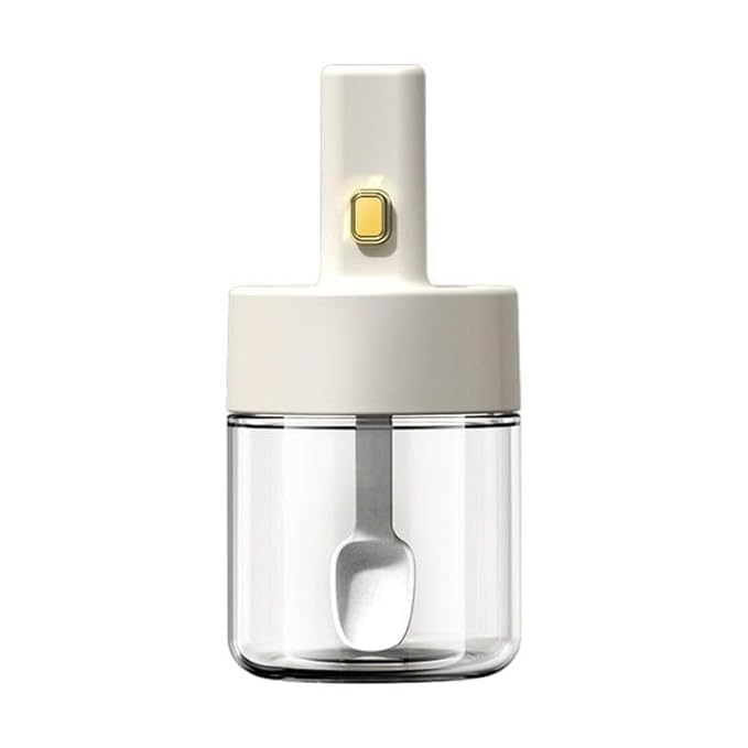 Shri Modeshwari Enterprise Spice Jar With Retractable Spoon Airtight Lid Jar Storage Container Seasoning Bottle, Salt Jar Set Fo