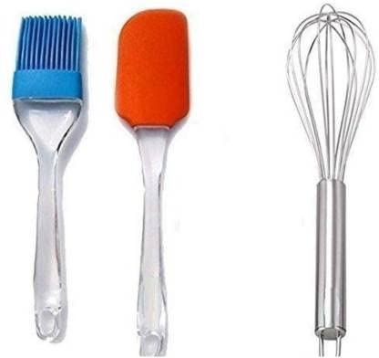 Lsari Arrison Silicone Basting, Spatula Brush And Stainless Steel Whisker, Silver