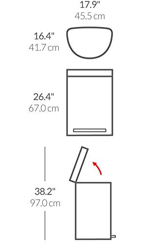 Simplehuman 60 Liter Semi-Round Hands-Free Kitchen Step Stainless Steel Trash Can With Soft-Close Lid, Brushed