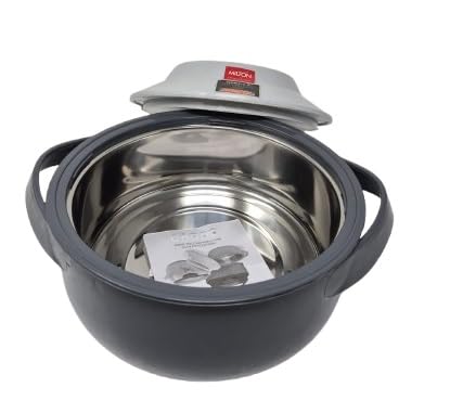 MILTON Microwow 2500 Inner Stainless Steel Casserole with Lid, Set of 1 (2120 ml), Warm Grey, BPA Free, Food Grade, Hot and Cold