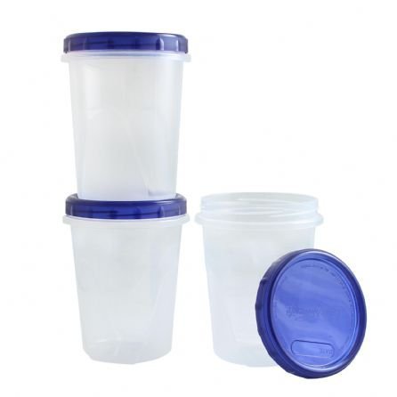 [32Oz - Blue - 3 Pk] Twist Top Food Storage Containers Leak-Proof, Airtight Soup Storage Canisters with Screw & Seal Lids BPA-Fr
