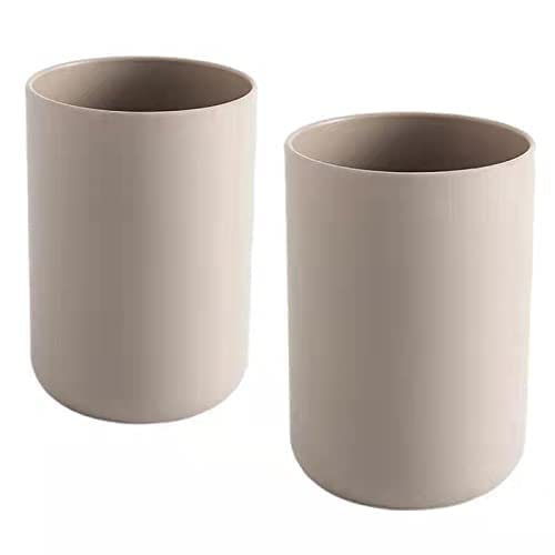 Wongwongcat Bathroom Tumbler, Unbreakable Dishwasher Safe Drink Cup 300Ml, 2 Pieces (Brown&Brown)