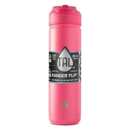 Tal Stainless Steel Ranger Water Bottle with Easy Sip Straw 26 oz, Bright Pink, WM2765F