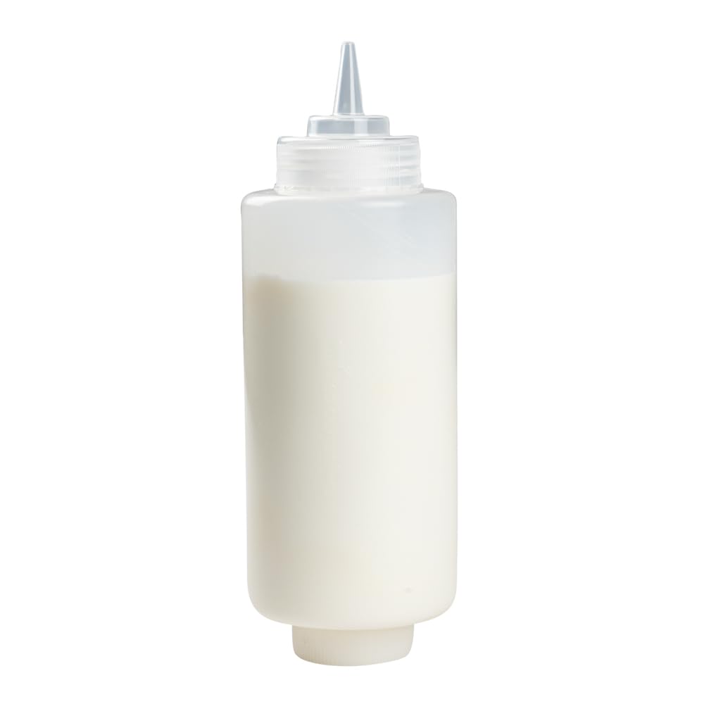 Restaurantware 32 Ounce Condiment Squeeze Bottle 1 Refillable Lid Fifo Squeeze Bottle - Precison Dispensing Tip Flexible Clear P
