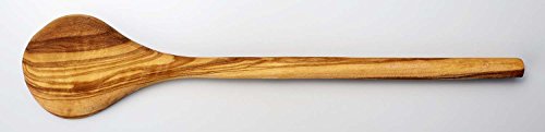 Naturally Med - Olive Wood Wooden Cooking Spoon 12''. Handcrafted In Tunisia. Spoon For Non Stick Pans. Olive Wood Kitchen Spoon