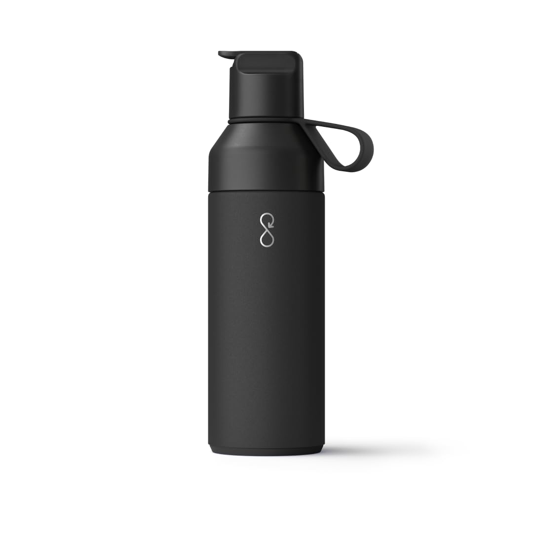 Ocean Bottle - Recycled Stainless Steel go Water Bottle - Eco-Friendly & Reusable Bottle - Obsidian Black - 17 oz