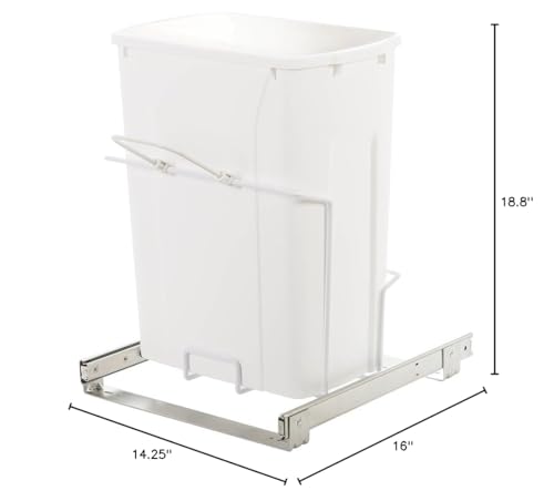 Knape & Vogt SBM15-1-35WH in-Cabinet Bottom Mount Pull Out Trash Can  18.8'' by 14.25'' by 16'' White