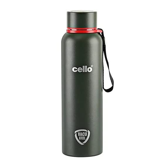 Cello Duro Kent Thermosteel Flask with DTP Coating, 900ml, Military Green | 24 Hours Hot and Cold Stainless Steel Bottle | Flask