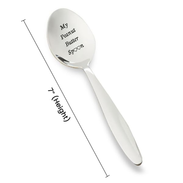 My Peanut Butter Spoon With Two Little Heart - Engraved Spoon Stainless Steel Silverware Flatware Unique Birthday Easter Basket Gifts For Boy Girl Mom Dad Kids - unique gifts - I love you - mom gift