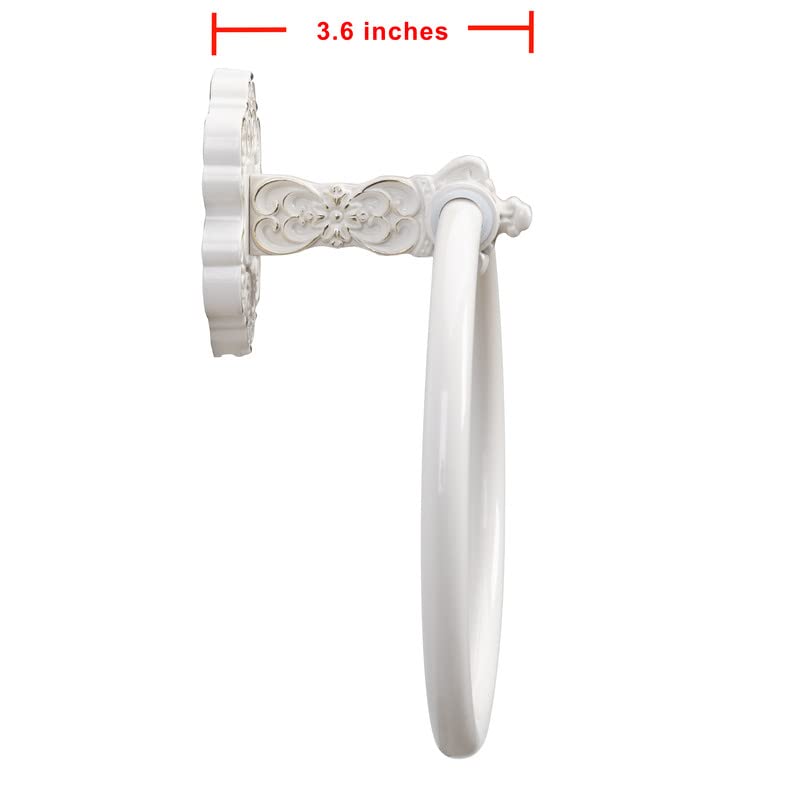 Sdh Bathroom Towel Ring - Vintage Style Antique White & Gold Towel Hanger - Wall Mount Kitchen & Bathroom Hand Towel Holder - Pa