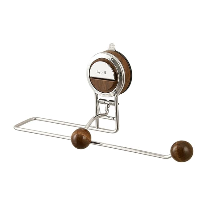 Kitchen Cabinet Paper Towel Rack Suction Cup Wall Mounted Organizers Multiple Use Stainless Steel Wood Materials Multicolor
