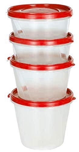 Cutting Edge Supersturdy Eco Plastic Container Set, 4Pieces (1000Ml, 750Ml, 2X500Ml), Airtight Plastic Food Container Kitchen S