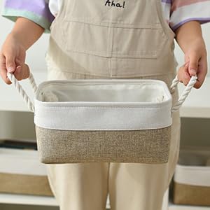Thewarmhome Storage Basket For Organizing - 1 Pack 12X8X5.2 Inch Baskets For Gifts Empty With Handles, Fabric Storage Cubes For