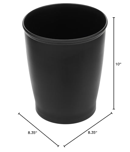 Idesign - 93437 Idesign Kent Plastic Wastebasket, Small Round Plastic Trash Can For Bathroom, Bedroom, Dorm, College, Office, 8.