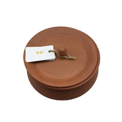 Jetwals Clay Curd Pot Dahi Handi/Dal Handi/Mitti Handi/Curd Bowl With Lid (Curd 700Ml) - Brown