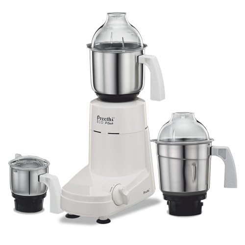 Preethi Eco Plus Mg-138 110V, 550 Watt Mixer Grinder With 3 Jars (0.4L, 1L & 1.5L)- Only Use In Usa & Canada